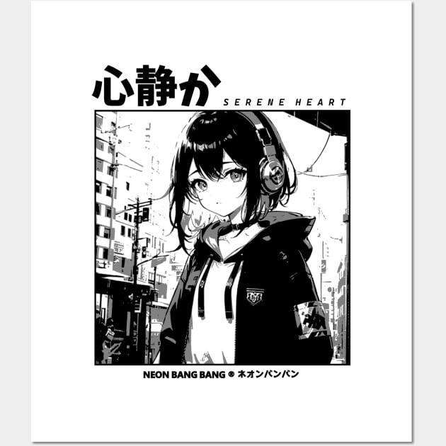 Black and White Japanese Anime and Manga Streetwear Kawaii Waifu Girl Wall Art by Neon Bang Bang